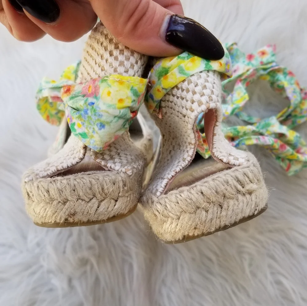 NWT LoveShackFancy Manebi Espadrilles Wrap Sandal Rainbow Skies